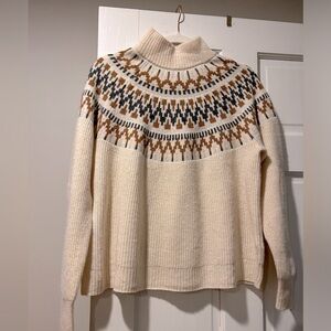 J Crew Fair Isle Mockneck Pullover Sweater, size Medium